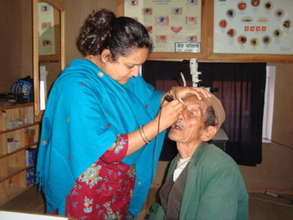 Patient undergoing eye exam