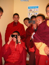 Monks at the eye clinic. Photo by Chryl Martin.