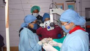 Cataract surgery being performed