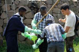 Dr. Ben Chan teaching safe sampling in Uganda
