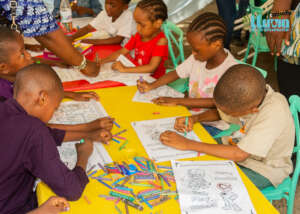 Children participating in arts activities