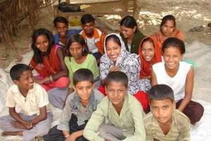An overjoyed children's group