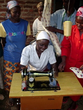 Women's group with new sewing machine