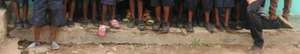 These kids have shoes that are wearing out