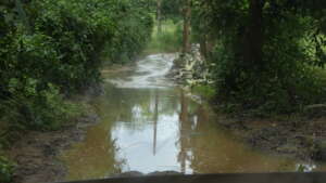 Excessive flooding has turned the pathways muddy