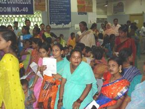Pregnant women in the waiting room of the Antenatal Clinic