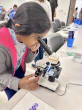 Young Girl Looking Through Microscope