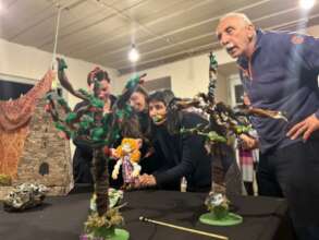 Rehearsal for a children's puppet show