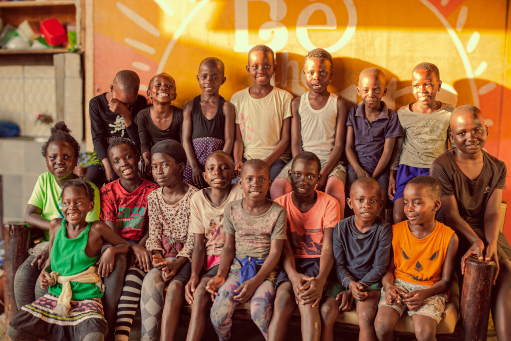 community children in a photo moment