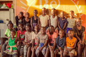 community children in a photo moment