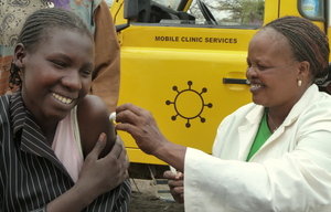 Teenage woman getting 3 month contraceptive shot