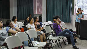 Part of the group during a lecture