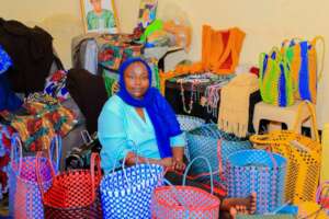 Refugee woman with her craft business