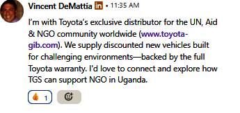 A US car donor sales man suggesting partnership