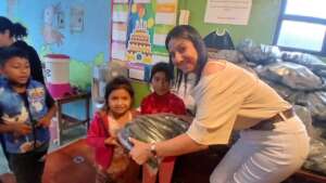 Vegetable donations being distributed