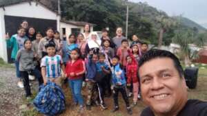 Students visiting a retirement home