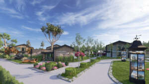 Architectural visualization of the entrance area.