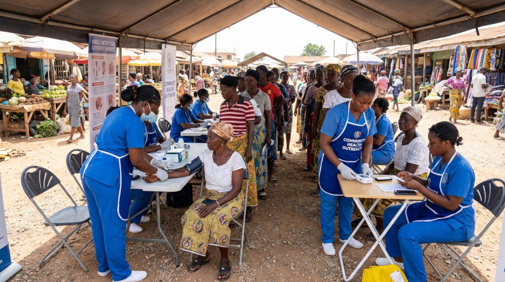 Screen 1,200 Market Women in Ghana