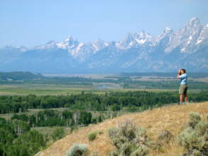 Scanning for wolves and bears outside Grand Teton