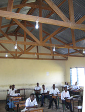 Classroom with solar powered lights.