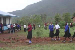 Girl students heading to classroom.