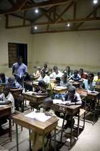 Evening study with solar-powered classroom lights