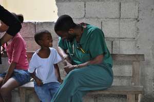 Taking a minute to chat with a patient