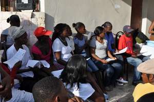 Women looking on during a class
