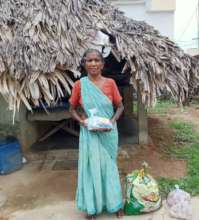 An Old Parent Receiving Groceries