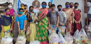 A Group of Destitute Children Receiving our Aid