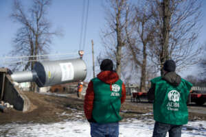 Erecting the water tower in Sofiivka