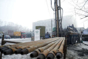 Preparing borehole in Dnipro