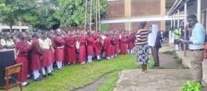 The Team educating students at Kahinju secondary