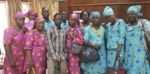 Nurses wearing the "story-telling print"