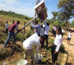 Putting up anti-wildlife trafficking signs