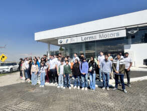 our students in the training facility at BMW