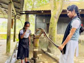 Before the project, students use this water source