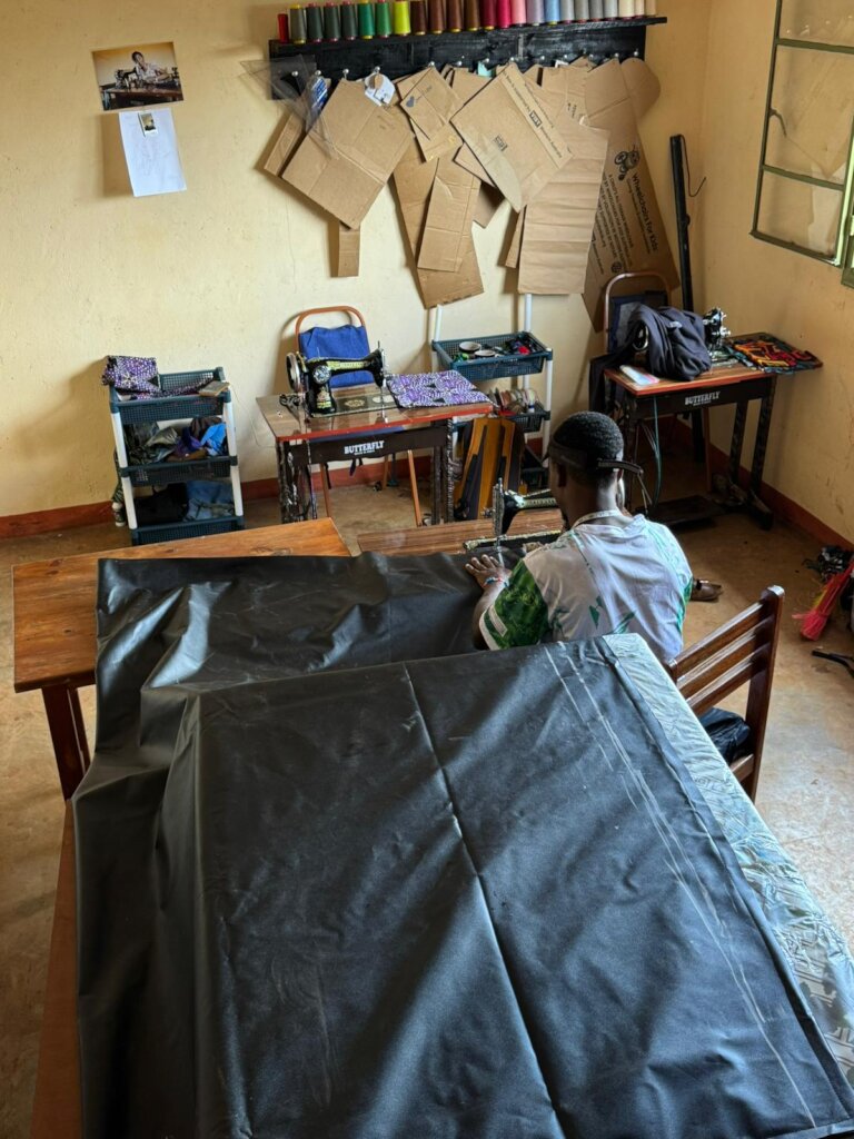Making the covers for the mattresses