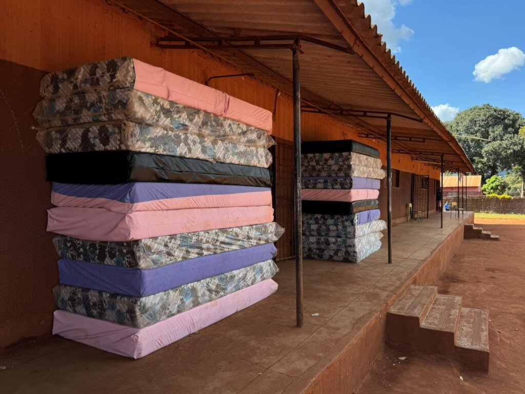 Delivering the new mattresses to the school