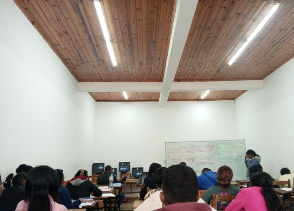 Youth in a university classroom