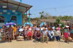 Women participating in the adobe workshop.