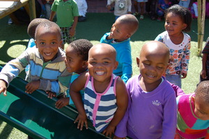 Kids at a completed Early Childhood Centre