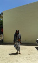 Carmen outside pool building