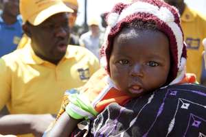 A child in Chad is immunized against polio