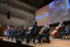 Musicians preparing for concert