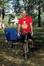 Ralph Zuke on his Barcalounger Rickshaw