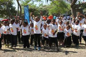 Happy children, jumping and playing