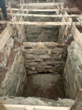 Pits are lined beneath school latrine blocks