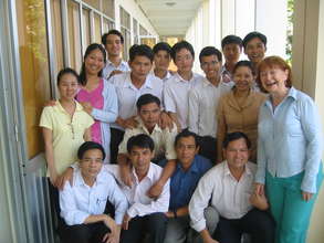 Joan Easton and students at An Giang University
