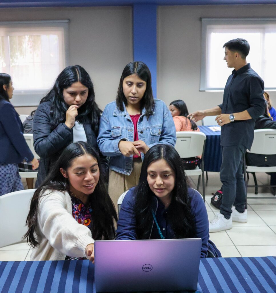 Students collaborate on an online project.